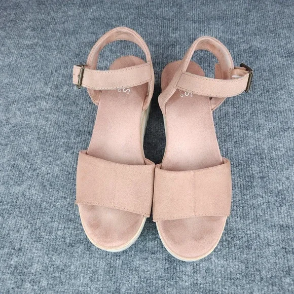 TOMS Sandals Womens Size 8 Pink Platform Espadrille Wedge Buckle Ankle Strap - Picture 9 of 14
